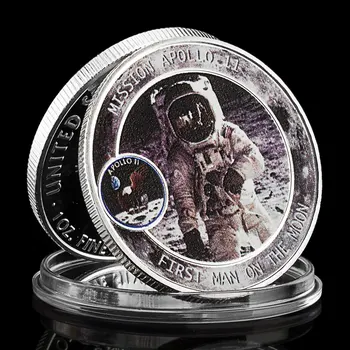 Mise Apollo 11 Přistání na Měsíci pamětní Mince První Muž na Měsíci Vzor Minci NÁS Stříbrné Pozlacené Pamětní Mince