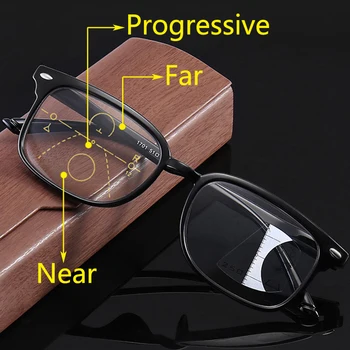 Pánské Brýle na Čtení Progresivní Multifokální Retro Presbyopickém Modré Světlo Blokování Brýle Ženy Daleko Blízkosti Brýlí Brýle +200