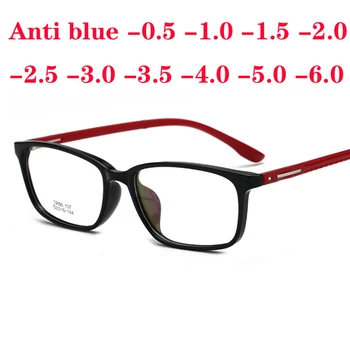 Ultralehká Krátkozrakost TR90 Brýle, Ženy&Muži Módní Náměstí Plastový Rám Proti modré Krátkozraký Brýle S -0.5 -1.0 -1.5 k -6.0