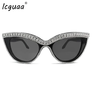 Cat Eye Luxusní sluneční Brýle, ženy, UV400 Pánské Diamond Sluneční Brýle Crystal Dámy, Dívky Brýle Bling Odstíny Oculos de sol