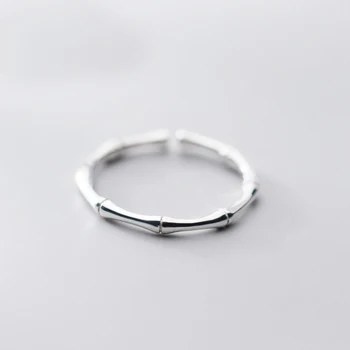 MloveAcc Real 925 Sterling Stříbrné Prsteny pro Ženy, Bambus Společné Jednoduchý Malý Nastavitelný Midi Prst Kapely Dámy Šperky Dívka