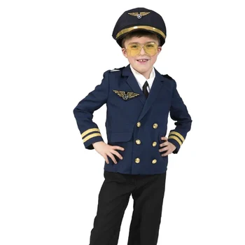 Letadla Kapitán Uniformy Cosplay Piloti Strana Chlapec Dívka 3-9let děti Halloween kostým