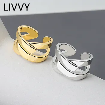 LIVY Stříbrná Barva Vintage Zásnubní Prsten Nepravidelně Geometrických Vinutí Šperky Pro Ženy, Pár, Nastavitelný 2021 Trend