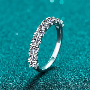 KNOBSPIN Moissanite Kroužky 10 Kameny 1ct Sterling Silver D VVS Lab Diamond s GRA Osvědčení Zásnubní Snubní Prsten pro Ženy