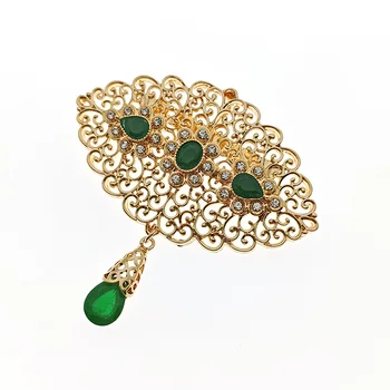 Arabský Svatební Šperky Dubaj Ženy Dárky Marocké Crystal Brož Zlaté Barvy Dámy Brož Crystal Květinové Designu Párty Dárky