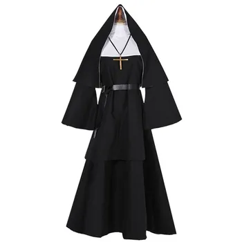 Děsivé Nun Halloween Kostýmy pro Ženy Horor Sestra Dospělé Jednotné Kněz Kostým Kouzelnický Kostým Černá