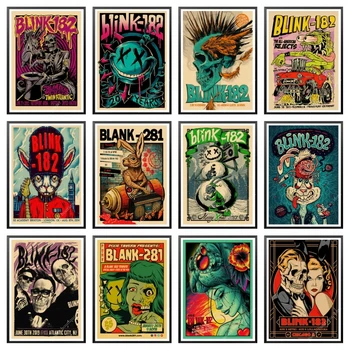 Blink 182 rocková skupina Kraft retro punk rock plakát Evropské a Americké hudby tým hvězdičkový kreslení retro plakát