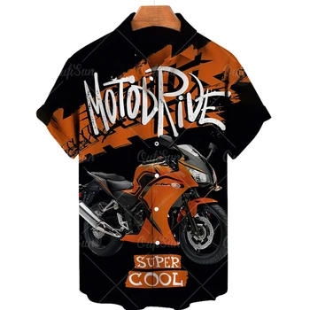 Letní Havajská Košile Pro Muže Motocykl Tisk Beach Aloha Košile Topy Hip Hop Moto Biker Pánské Oblečení Camisa Masculina Blusas