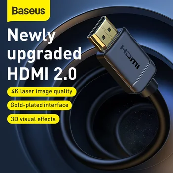 Baseus 4K 60Hz HDMI-Kompatibilní s HD Kabel pro USB HUB PS4 HD TV Box HDMI 2.0 3D Pozlacené Samce k páření HDMI-Kompatibilní 2.0 Kabel