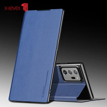 X-Úroveň Kožené Flip Pouzdra Pro Samsung Galaxy Note 20 Ultra Poznámka 9 10 S22 S21 S20 Plus Ultra Tenký Business Book Cover