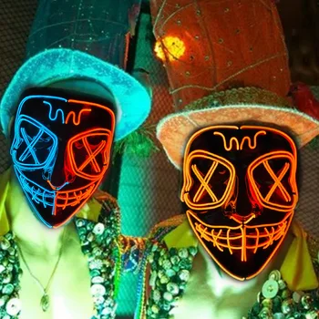 Nové Strašidelné Halloween Colplay Dekor rozzáří Regenerační Maska Halloween Maškarní Párty Maska Horor Světelný LED Masky Zářící ve Tmě