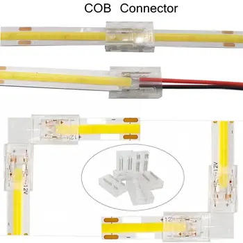 5/10ks 8mm 10mm 2póly Nebo 4Pin RGB COB Strip Transparentní LED Pás, Konektor pro Nepájené 5050 2835 3528 COB Pruh Světla IP20